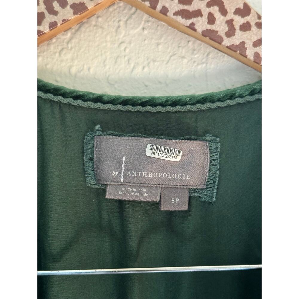 ANTHROPOLOGIE The Somerset Maxi Dress in Green Velvet Size Small Petite - Picture 5 of 8